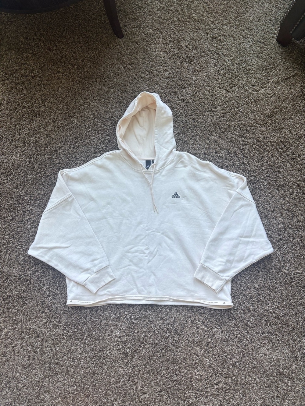 Adidas Women's Cream Hooded Sweatshirt - Classic Logo